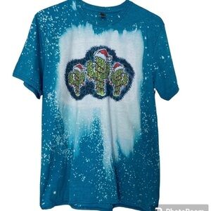 Gildan T-shirt Christmas Cactus Tie Dye Bo Boho Festival Fiesta Hippe Size Large